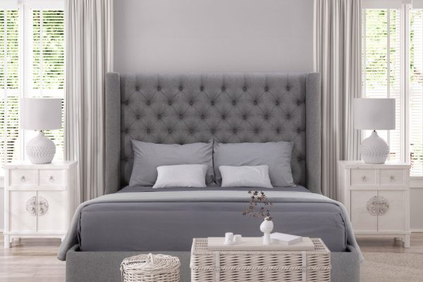 Grey Tufted Bed