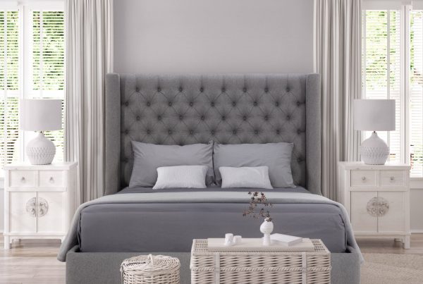 Grey Tufted Bed