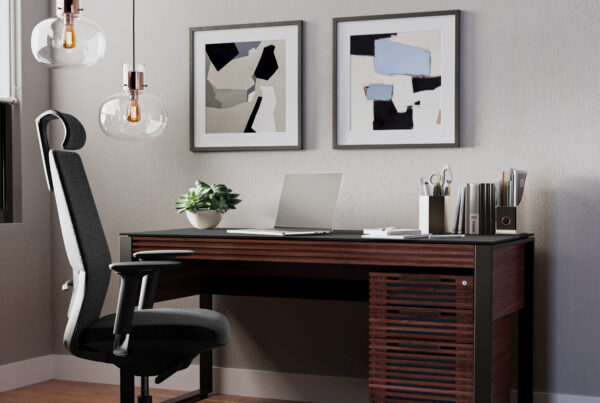 BDI corridor desk - Chocolate stained walnut modern office furniture